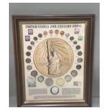 Framed United States 20th Century Coins collection