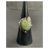 Vintage Navajo sterling silver and green