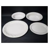 Group of corningware bowl, plate and ceramic tray