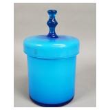 Vintage blue glass canister