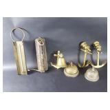 Group of vintage brass candleholders, service