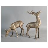 Pair of brass deer figures