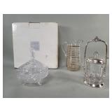 Mikasa glass bowl, glass covered bowl, pitcher,