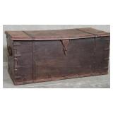 Antique walnut and iron trunk