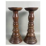 Pair of vintage carved wood candlesticks