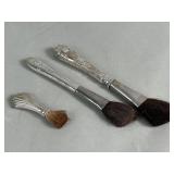 Group of vintage makeup brushes with sterling