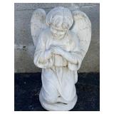 Vintage kneeling angel cement garden sculpture