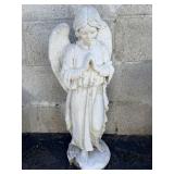 Vintage concrete praying angel garden statue