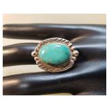 Native American style sterling and turquoise ring