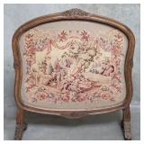 Vintage carved walnut needlepoint tapestry