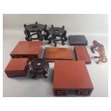 Group of wood Asian stands