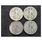 Walking Liberty silver half dollar coins;  1917,