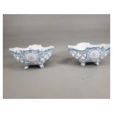 Pair of Meissen style porcelain peirced footed