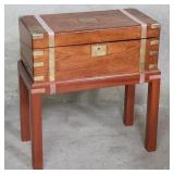 Antique walnut and brass campaign lap desk on