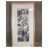 Vintage signed Val Lewton mixed media painting