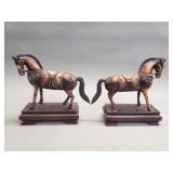 Pair of composite horse figurines
