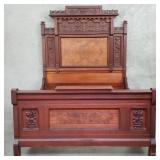 Victorian carved walnut bed