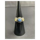 Sterling silver ring with blue and yellow stones