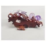 Carved amethyst quartz fruits & leaves sculpture