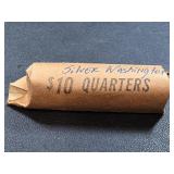 Roll of 40 Washington silver quarter coins