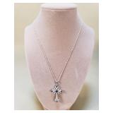 Sterling necklace with tanzanite & clear diamante
