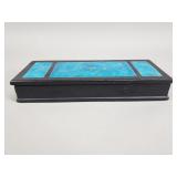 Mid century wood and enamel trinket box
