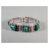 Sterling silver and malachite bracelet