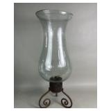 Large hand blown clear glass hurricane candle