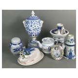 Group of porcelain vases, candleholder, teapot,