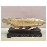 Large, heavy cast gilt metal Arowana Feng