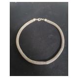 Silver tubular mesh chain necklace