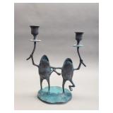 Vintage brass frog candleholders
