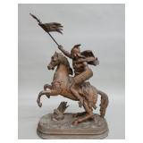 Vintage cast spelter sculpture depicting a Norse