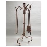 Vintage wrought iron fireplace tool set