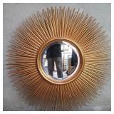 Contemporary metal sunburst wall mirror with