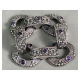 Vintage silver and amethyst link bracelet