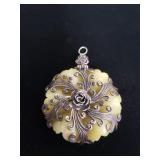 Vintage sterling silver and jadite floral pendant