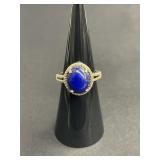 Sterling silver and lapis ring