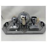 Art deco style chrome tea set