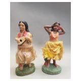 Pair of vintage mid-century Hawaiian hula