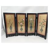 Chinese hard stone 4 panel table top screen