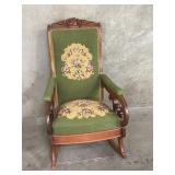 Victorian carved mahogany rocking chair with