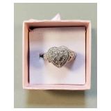 Sterling and 18k gold-filled pave diamond heart