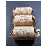 3 Rolls of Franklin silver half dollar coins