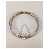 Silver filigree hinged bracelet