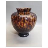 Hand blown tortoise shell pattern art glass vase