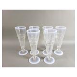 Group of vintage Fenton style opalescent pilsner