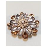 Sterling & 10K GF flower brooch