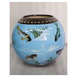 Vintage hand painted koi fish vase