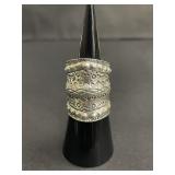 Sterling silver wide band boho ring